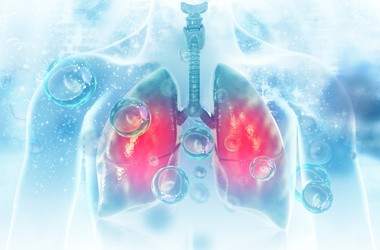 Diagram przedstawiający infekcję płuc wirusem.