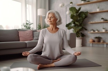 kobieta w wieku senioralnym uprawia jogę