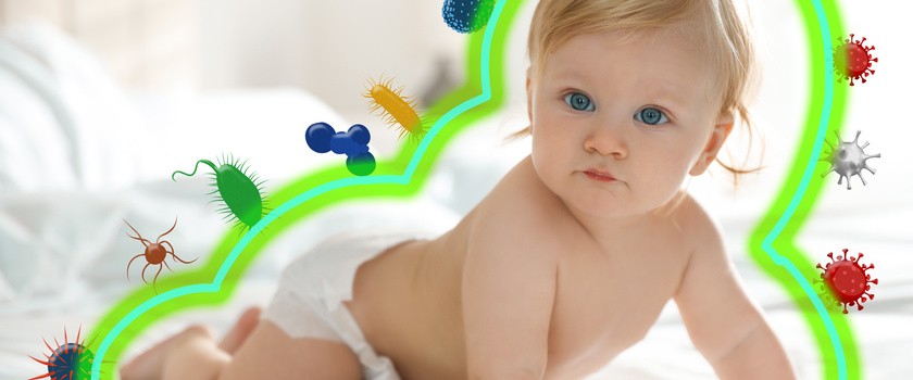 Silna odporność jako tarcza chroniąca małe dziecko przed wirusami i bakteriami.