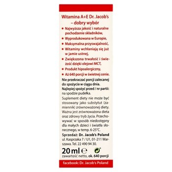 Dr Jacob's, Witamina A + E, krople, 20 ml