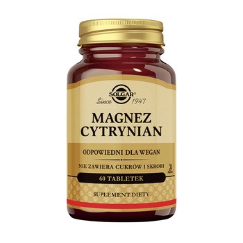 Solgar Magnez Cytrynian, tabletki, 60 szt.