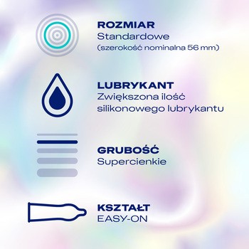 Durex Invisible, prezerwatywy dodatkowo nawilżane, 3 szt.