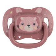 Canpol Babies Cute Animals, smoczek uspokajający, silikonowy symetryczny, 18 m+, różowy, 1 szt.