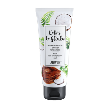 Anwen, maska do włosów niskoporowatych, kokos i glinka, 200 ml