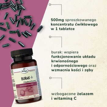 Herbapol Kraków Burak Forte z żelazem i witaminą C, tabletki, 60 szt.