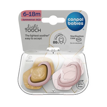 Canpol Babies Gold, smoczek silikonowy Light touch, symetryczny 6-18 m, różowy, 2 szt.