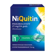 Niquitin przezroczysty, 21 mg/24 h, system transdermalny 114 mg, stopień 1, plastry, 7 szt.