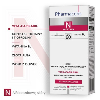 Pharmaceris N Vita-Capilaril, krem nawilżająco-wzmacniający, SPF 20, 50 ml