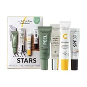 Zestaw Madara Skin Stars 4 Mini Bestseller Set, maseczka peelingująca, 17 ml + serum-koncentrat nawilżający, 15 ml + nawilżający krem z witaminą C, 15 ml + krem do twarzy przeciwzmarszczkowy SPF30, 10 ml