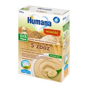 Humana 100% Organic, kaszka bezmleczna, 5 zbóż, po 6 miesiącu, 200 g