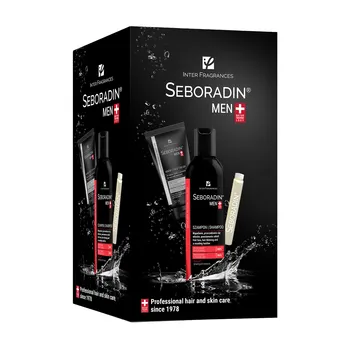 Zestaw Promocyjny Seboradin Men, ampułki Forte, 14 x 5,5 g + krem do twarzy, 50 ml + szampon, 200 ml W PREZENCIE