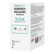 Pasomed, kompresy włókninowe, niejałowe, 5 cm x 5 cm, 4w, 30 g, 100 szt.