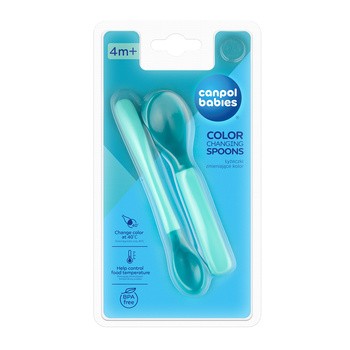 Canpol Babies, magiczne łyżeczki zmieniające kolor, turkusowy, 2 szt.