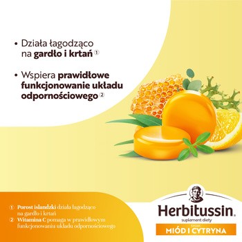 Herbitussin, pastylki do ssania, smak miód i cytryna, 12 szt.