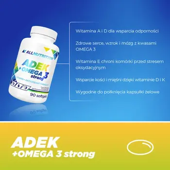 Zestaw 2 x Allnutrition ADEK + Omega 3 Strong, kapsułki, 90 szt.