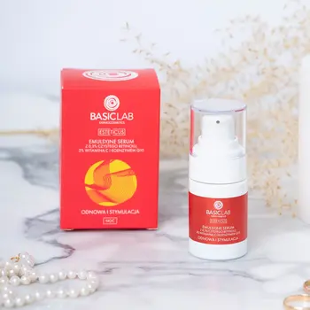 BasicLab Esteticus, serum z 0,3% retinolu, 3% witaminą C i koenzymem Q10, 15 ml