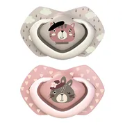 Canpol Babies, smoczek silikonowy, symetryczny, Bonjour Paris, 0-6 m, pink, 2 szt.