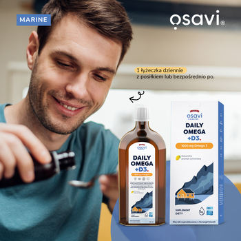 Osavi Daily Omega 1600 mg Omega 3 + D3, cytrynowy, płyn, 250 ml