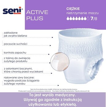 Zestaw 3 x Seni Active Plus, majtki chłonne, rozmiar L, 10 szt.