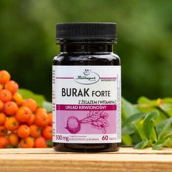 Herbapol Kraków Burak Forte z żelazem i witaminą C, tabletki, 60 szt.