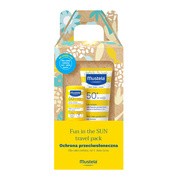 Zestaw Mustela Fun In The Sun travel pack, mleczko przeciwsłoneczne SPF 50+, 40 ml + sztyft przeciwsłoneczny SPF 50, 9 ml