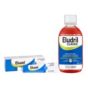 Zestaw Eludril Classic, płyn do płukania jamy ustnej, 500 ml + Elugel, żel stomatologiczny, 40 ml