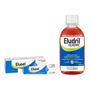 Zestaw Eludril Classic, płyn do płukania jamy ustnej, 500 ml + Elugel, żel stomatologiczny, 40 ml