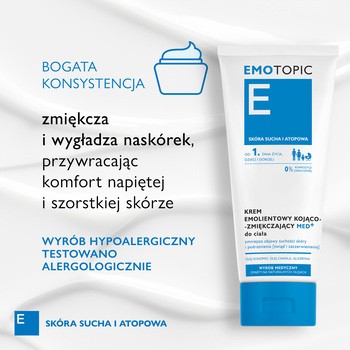 Emotopic Med+, krem emolientowy kojąco-zmiękczający do ciała, 200 ml