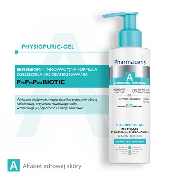 Pharmaceris A Physiopuric - gel, żel myjący z kwasem hialuronowym do twarzy i okolic oczu, 190 ml