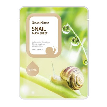 SeaNTree Snail Mask Sheet, maseczka na bawełnianej płachcie z ekstraktem ze śluzu ślimaka, 20 ml
