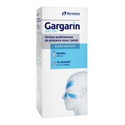 Gargarin Zatoki, zestaw podstawowy do płukania nosa i zatok, butelka 240 ml + 16 saszetek