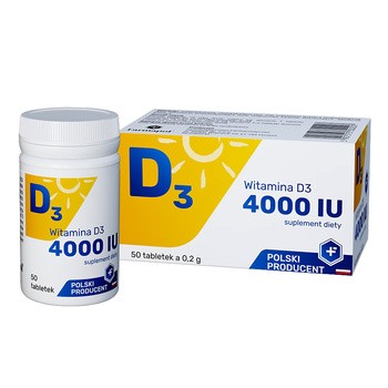 Witamina D3 4000 IU, tabletki, 50 szt.