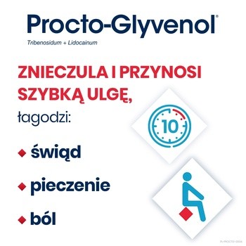 Procto-Glyvenol, 400 mg + 40 mg, czopki doodbytnicze, 10 szt.
