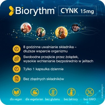 Biorythm Cynk 15 mg, kapsułki o przedłużonym uwalnianiu, 30 szt.