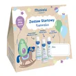 Mustela Zestaw Startowy noworodka, woda oczyszczająca, 100 ml + delikatny żel do mycia, 100 ml + mleczko do ciała, 100 ml