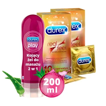 Zestaw 2x Durex Real Feel prezerwatywy + żel			