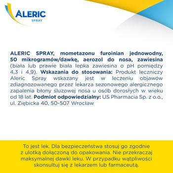 Aleric Spray 60 dawek, spray do nosa, na katar alergiczny u dorosłych