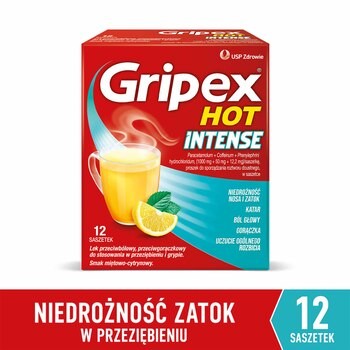 Gripex Hot Intense, proszek do sporządzenia roztworu doustnego, 12 saszetek