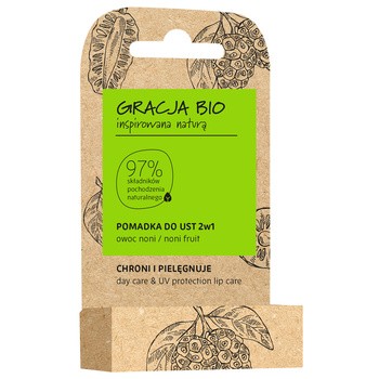 Gracja Bio, ochronno-pielęgnacyjna pomadka do ust, noni, 5 g