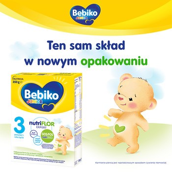 Bebiko Junior 3 NUTRIflor Expert, odżywcza formuła na bazie mleka, powyżej 1. roku życia, proszek, 350 g