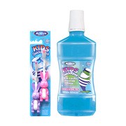 Zestaw Active Kids Quick, płyn do płukania jamy ustnej, fluor, 500 ml + szczoteczka do zębów dla dzieci (3-6 lat) Królik, 2 szt.