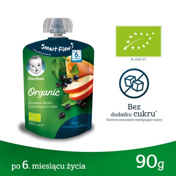 Gerber Organic, mus gruszka, jabłko, czarna porzeczka, 6 m+, 90 g
