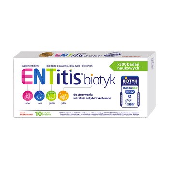 ENTitis biotyk, pastyli do ssania, smak truskawkowy, 10 szt.