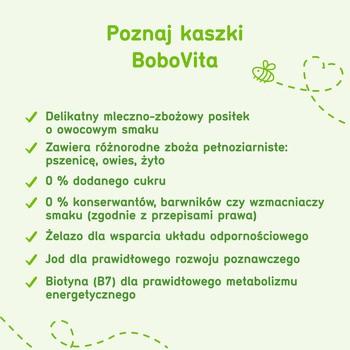 BoboVita Porcja Zbóż, kaszka mleczna 3 zboża, jabłko-gruszka, 6 m+, 210 g