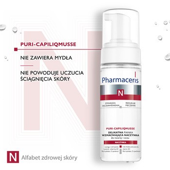 Pharmaceris N Puri-Capiliqmusse, delikatna pianka wzmacniająca naczynka, do mycia twarzy i oczu, 150 ml