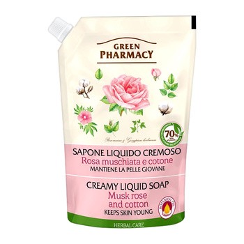 Green Pharmacy, mydło w płynie, róża piżmowa i bawełna, 460 ml