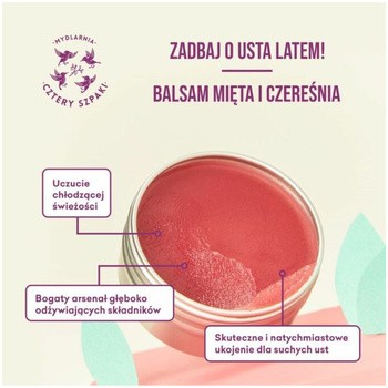 Mydlarnia 4 Szpaki, Mięta i Czereśnia, balsam do ust, 15 ml