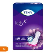 Zestaw 6 x TENA Lady Maxi, night, wkładki, 12 szt.