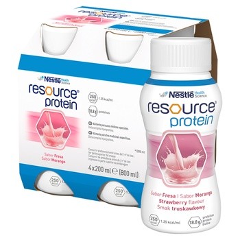 Resource Protein, płyn o smaku truskawkowy, 4 x 200 ml