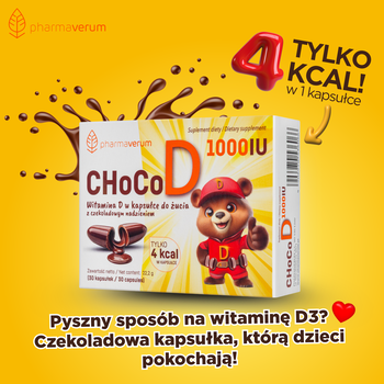 CHoCoD 1000 IU, kapsułki miękkie do żucia, smak czekoladowy, 30 szt.